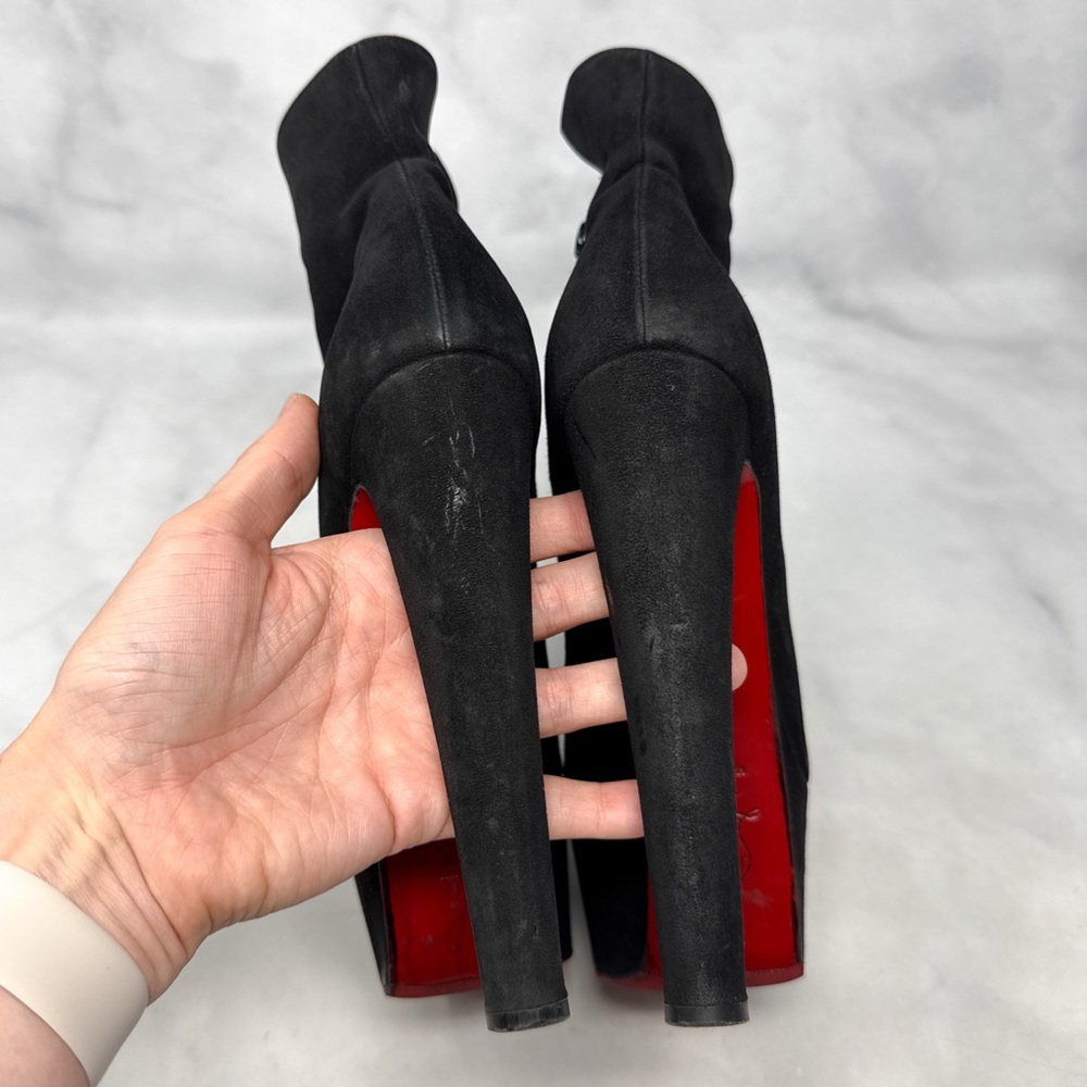 Christian Louboutin Fierce 160 Suede Sky High Platform Ankle Boots Black 36.5 - Picture 8 of 15